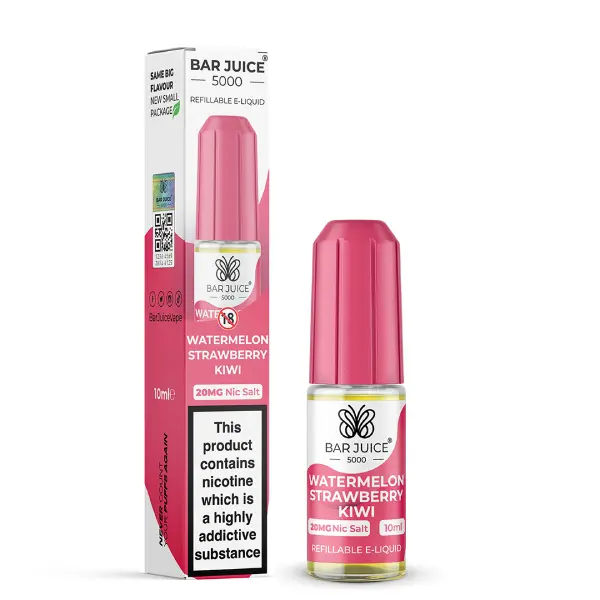 Watermelon, Strawberry & Kiwi Nic Salt E-Liquid by Bar Juice 5000 10ml